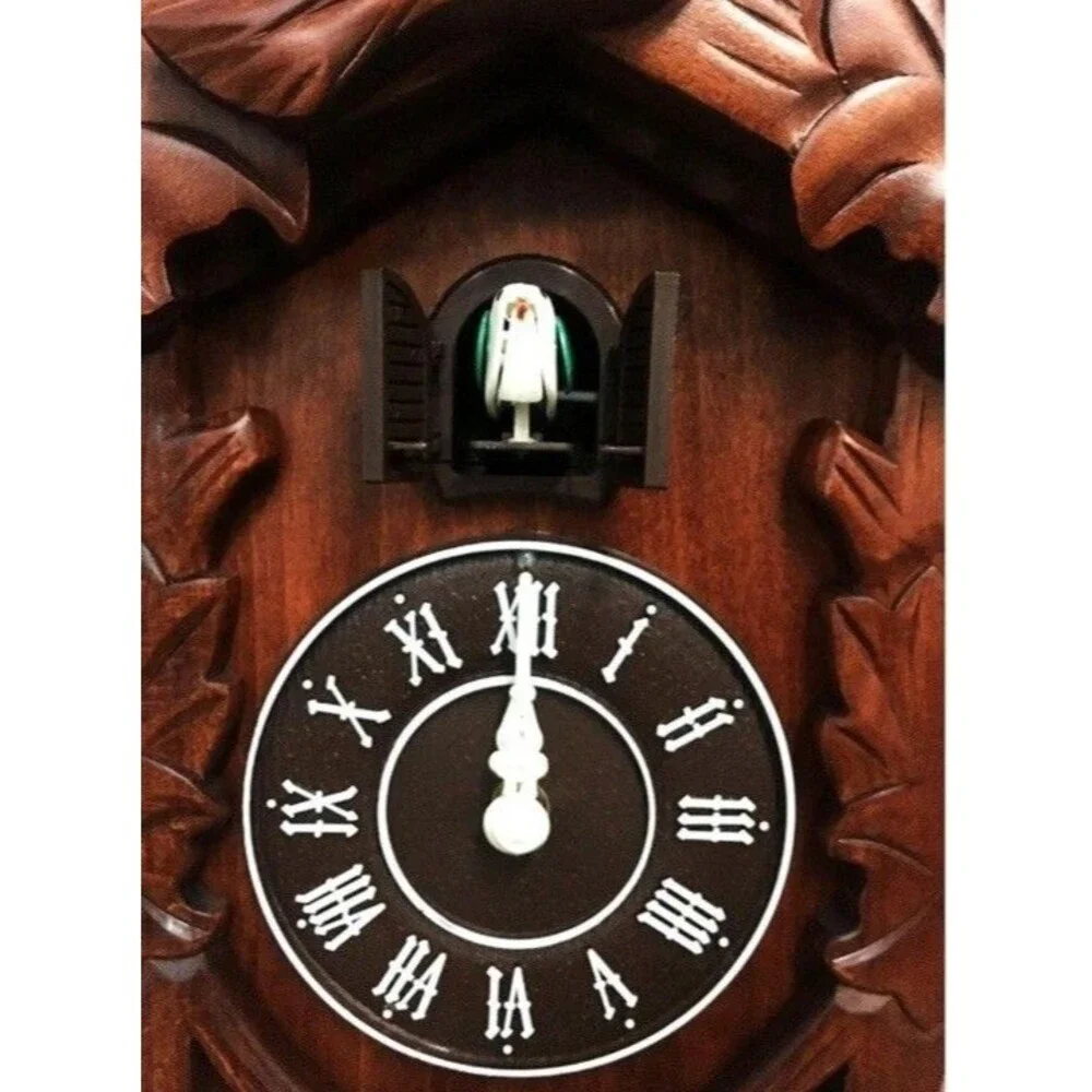 Cuckoo Clock Vintage Large Wooden Wall Clock Handcrafted 13x9.5 Inch Brown